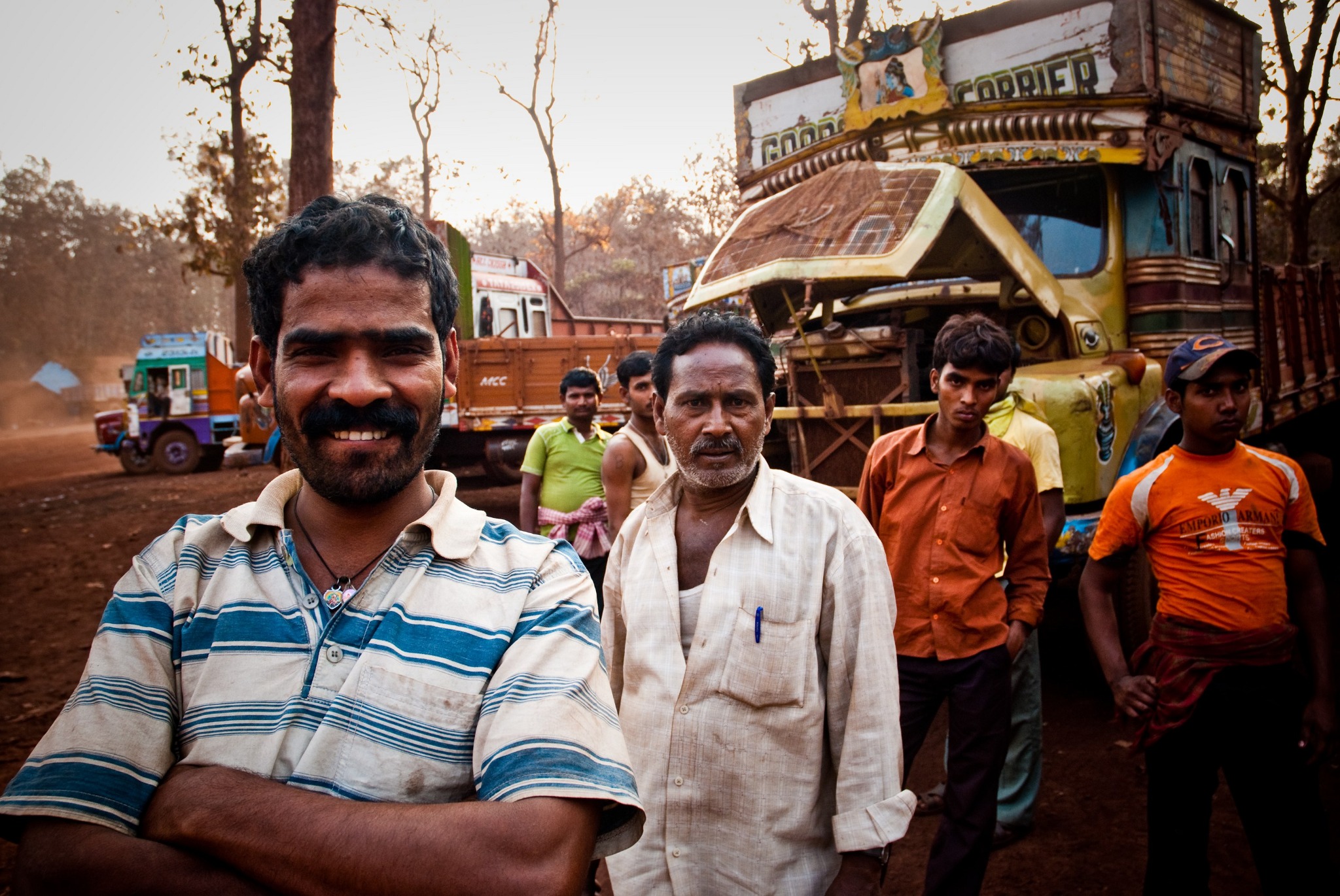 Truckdrivers lined up in India